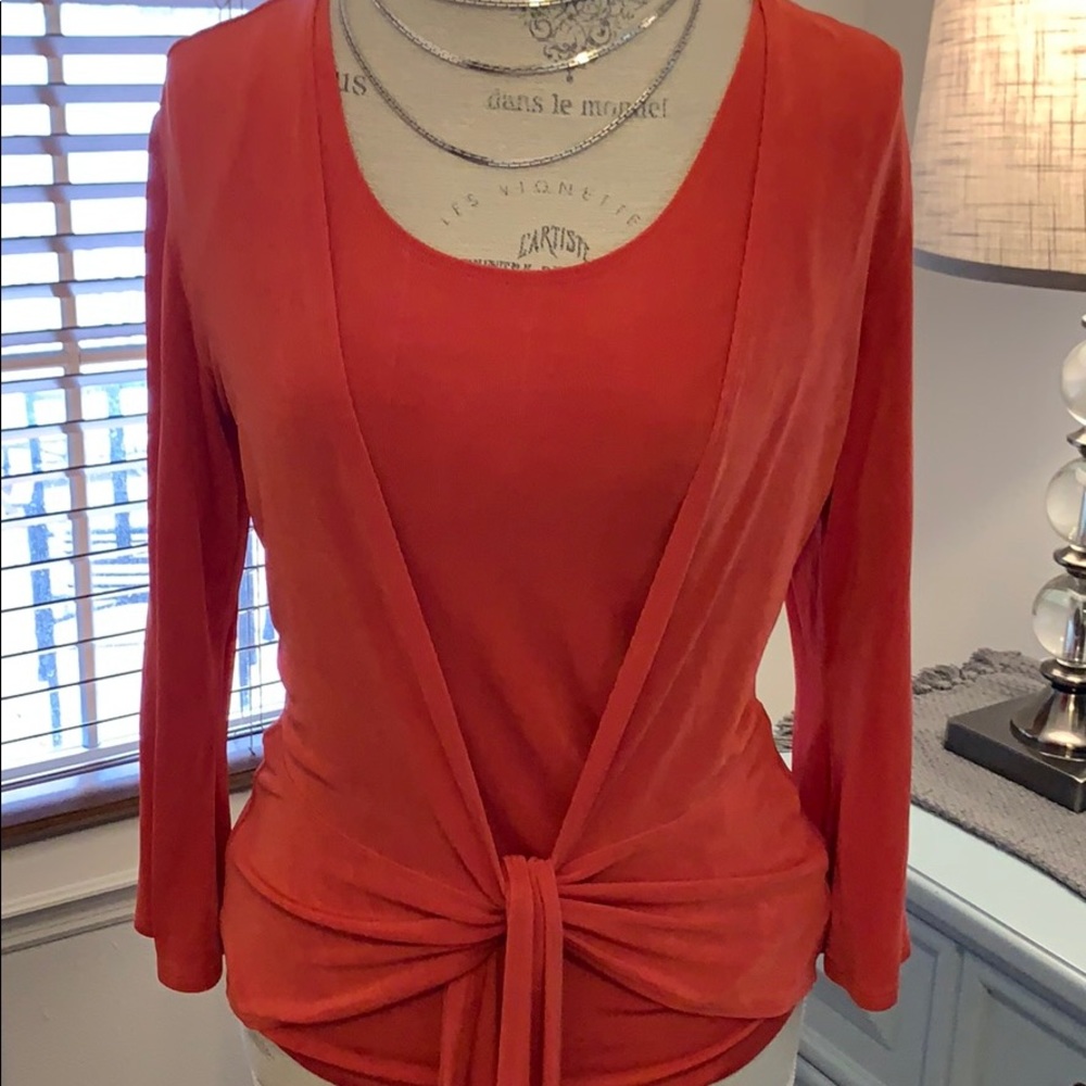 Chico’s Travelers Burnt Orange 3/4 sleeve cardigan